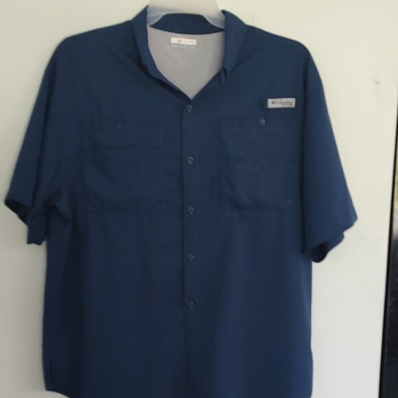 Men's Columbia PFG Omni-Shade Short Sleeve Button Down Shirt Size Large - Picture 1 of 5